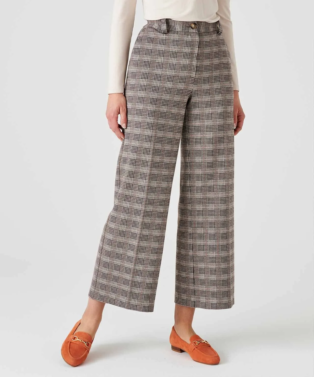 Checkered 7/8 Knitted Trousers