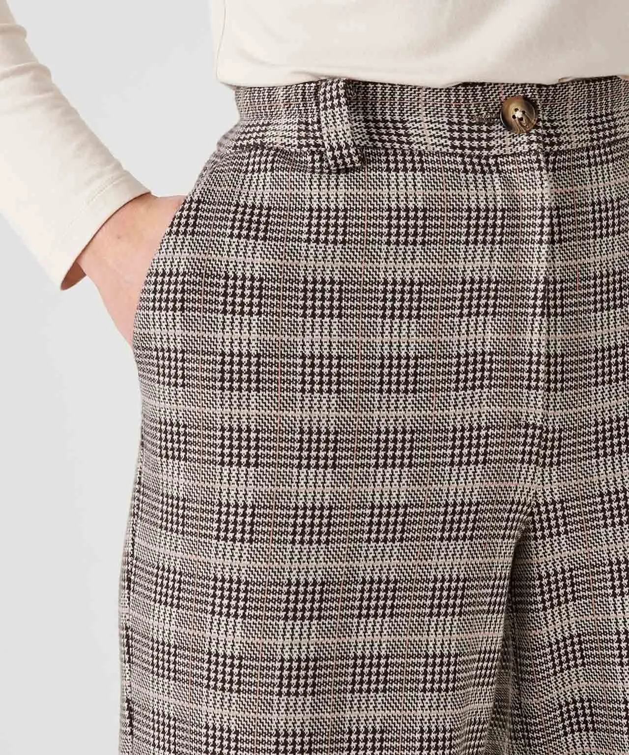 Checkered 7/8 Knitted Trousers