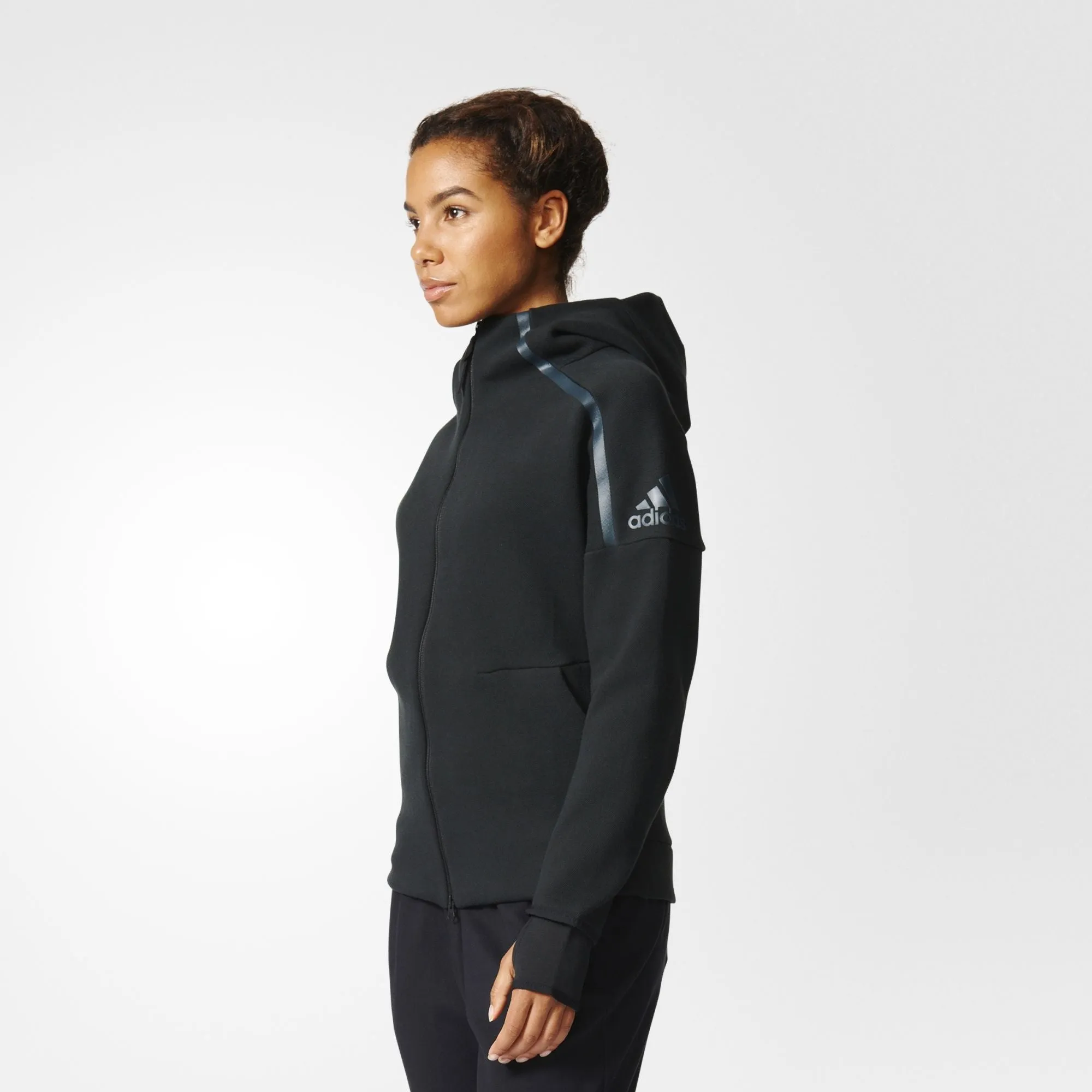 Adidas Women's Athletic Training ZNE Zip Hoodie Black S95345