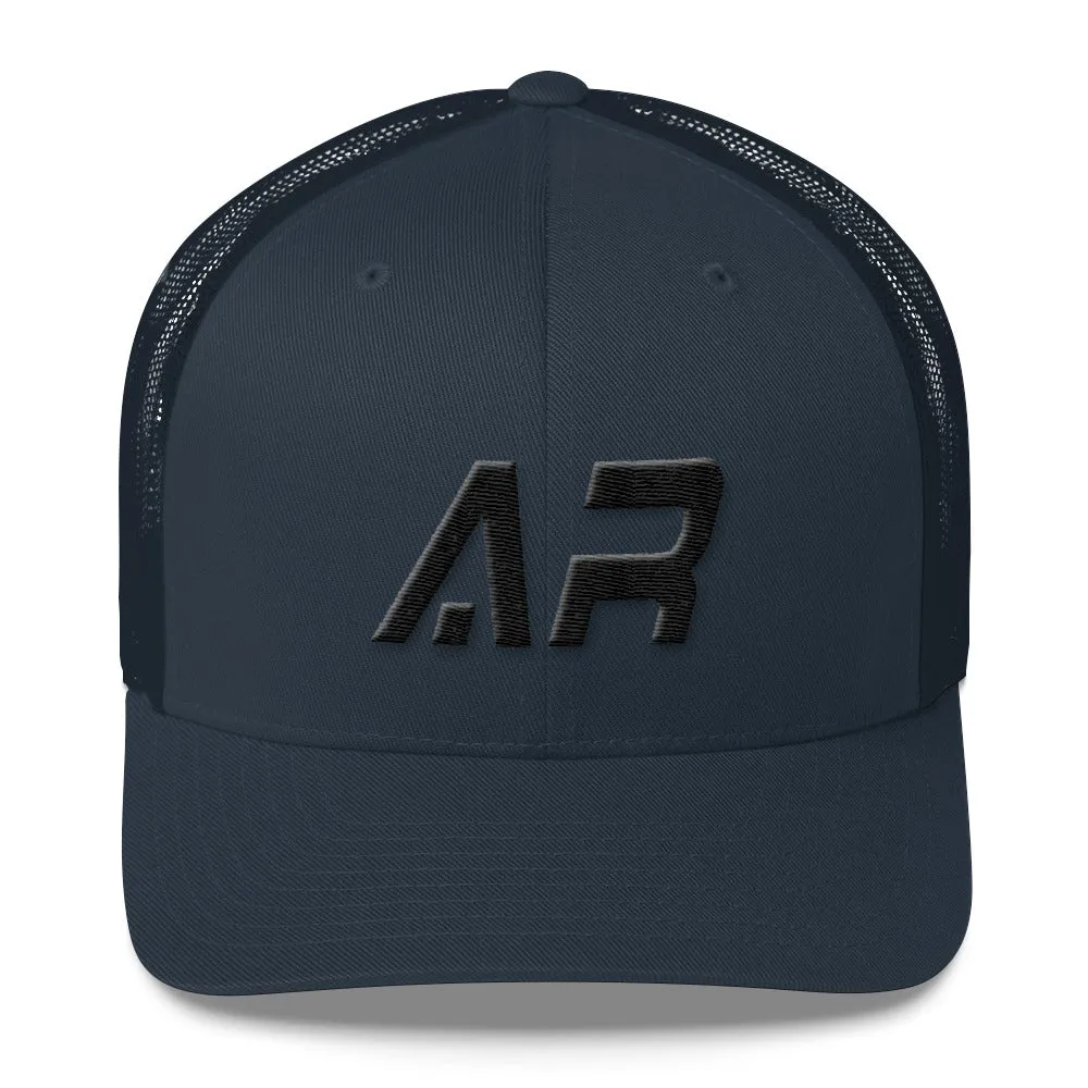 Arkansas Mesh Back Trucker Cap with Black Embroidery: Many Hat Color Options