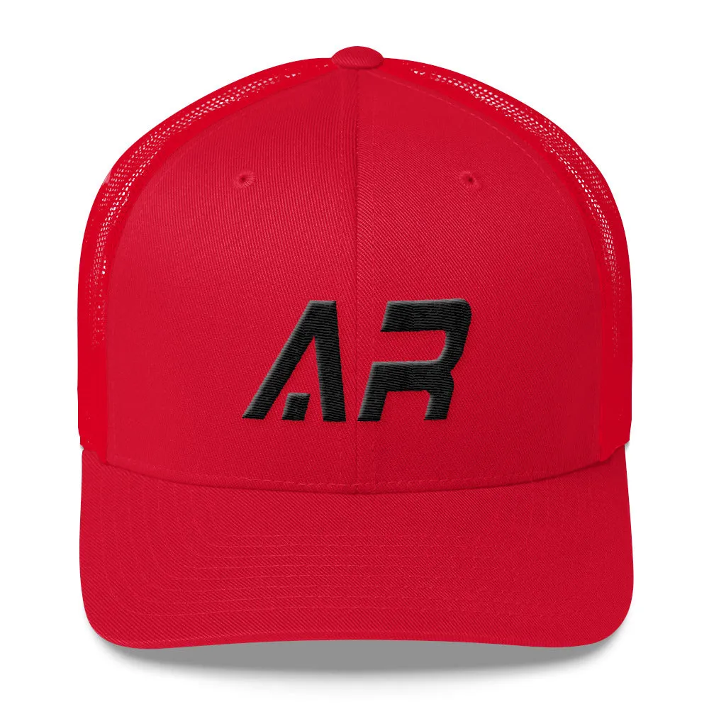 Arkansas Mesh Back Trucker Cap with Black Embroidery: Many Hat Color Options