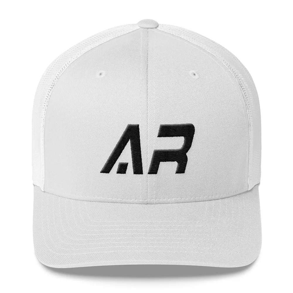 Arkansas Mesh Back Trucker Cap with Black Embroidery: Many Hat Color Options