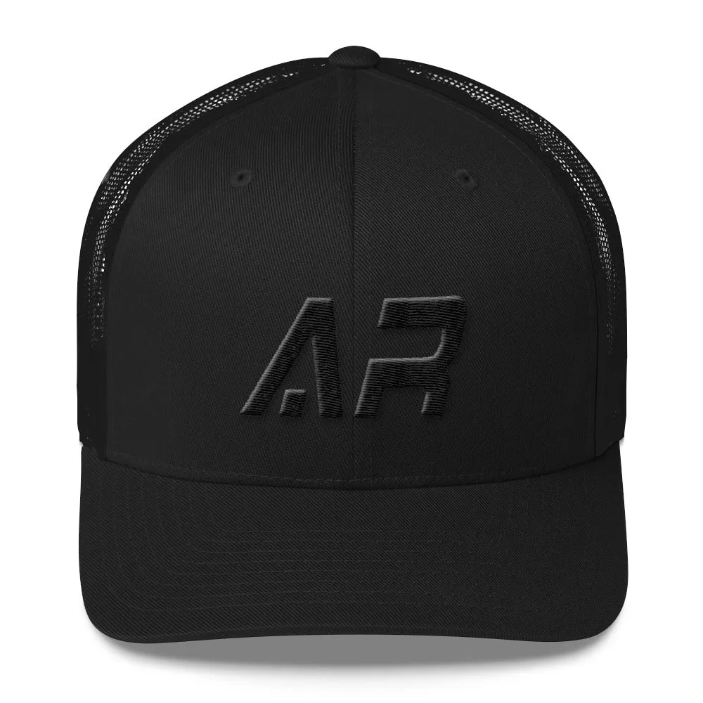 Arkansas Mesh Back Trucker Cap with Black Embroidery: Many Hat Color Options