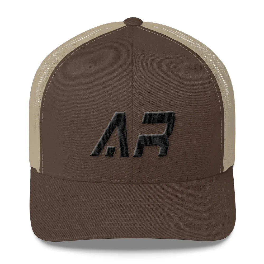 Arkansas Mesh Back Trucker Cap with Black Embroidery: Many Hat Color Options