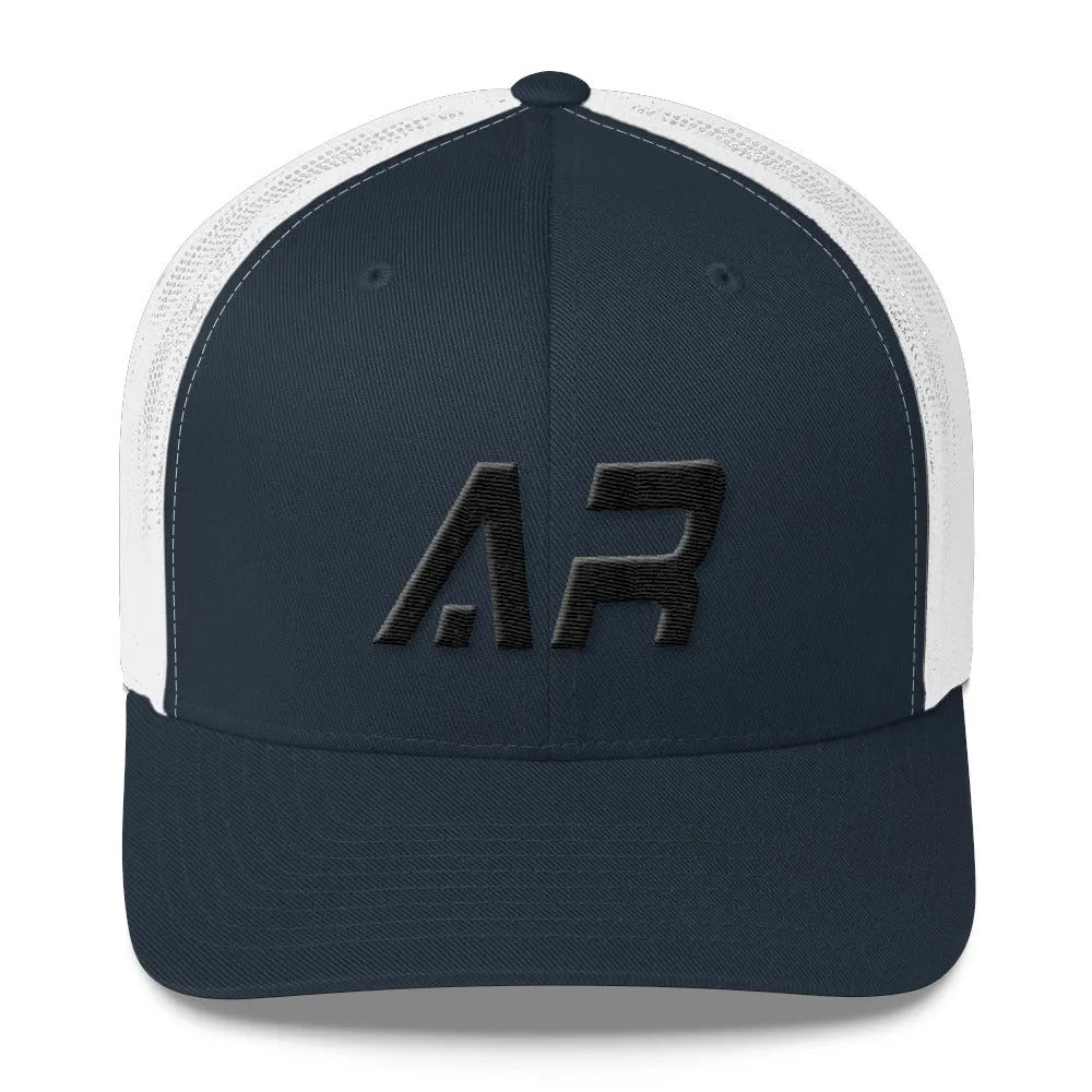 Arkansas Mesh Back Trucker Cap with Black Embroidery: Many Hat Color Options