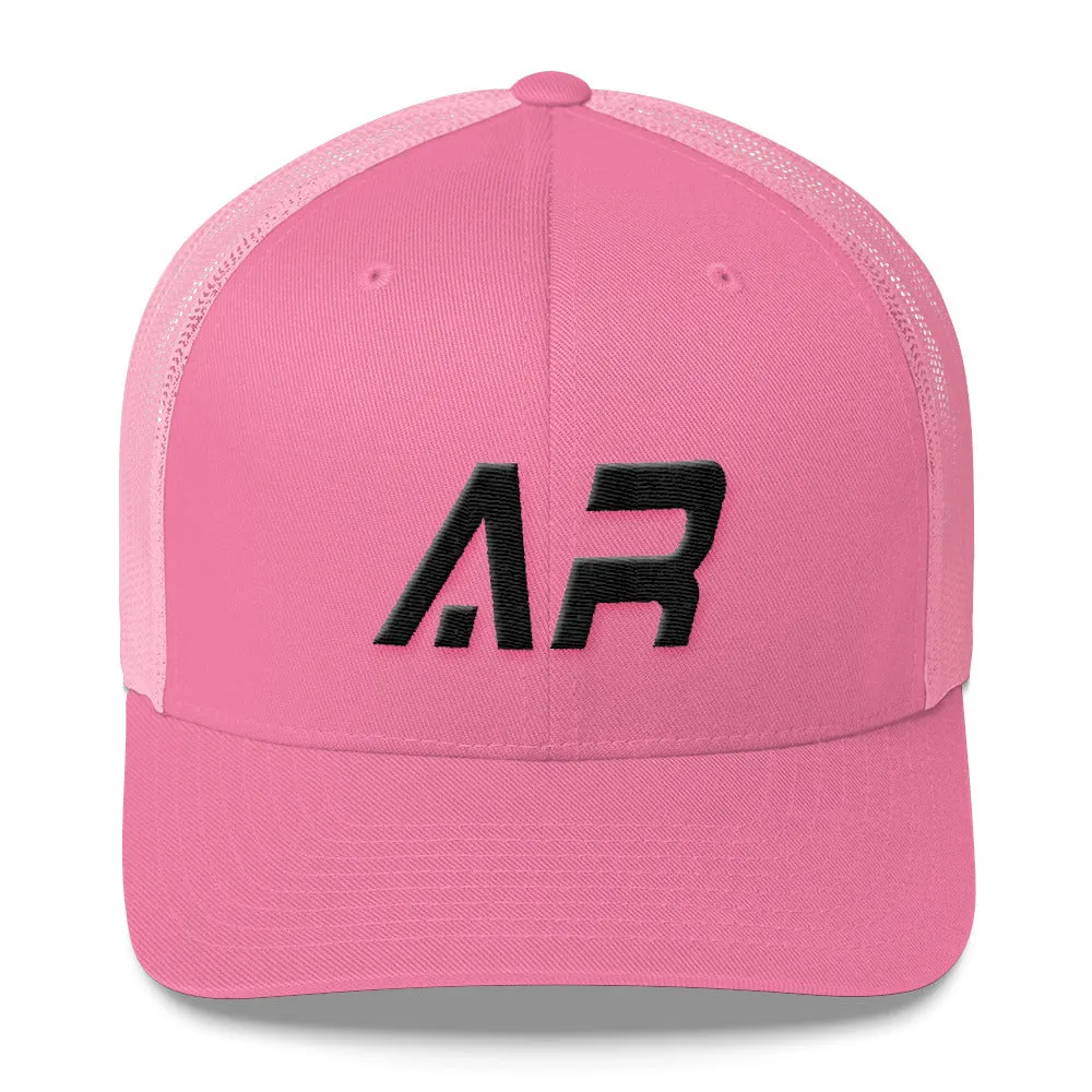 Arkansas Mesh Back Trucker Cap with Black Embroidery: Many Hat Color Options