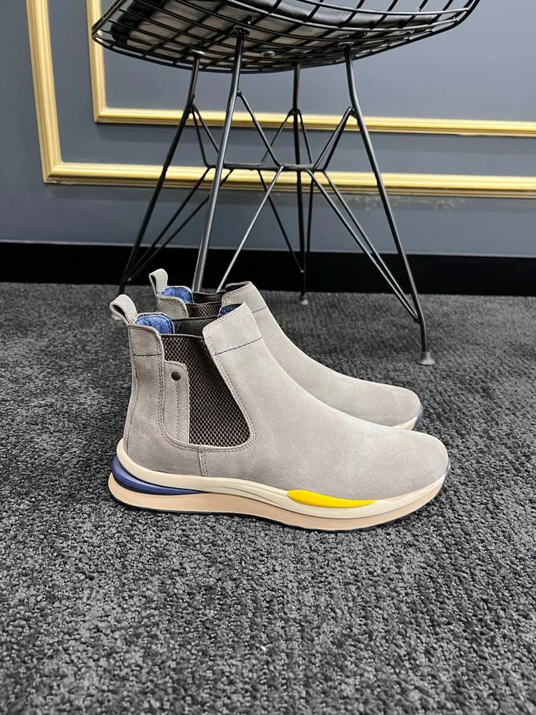 Beige Suede Chelsea Boots