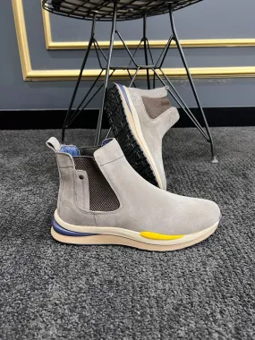 Beige Suede Chelsea Boots