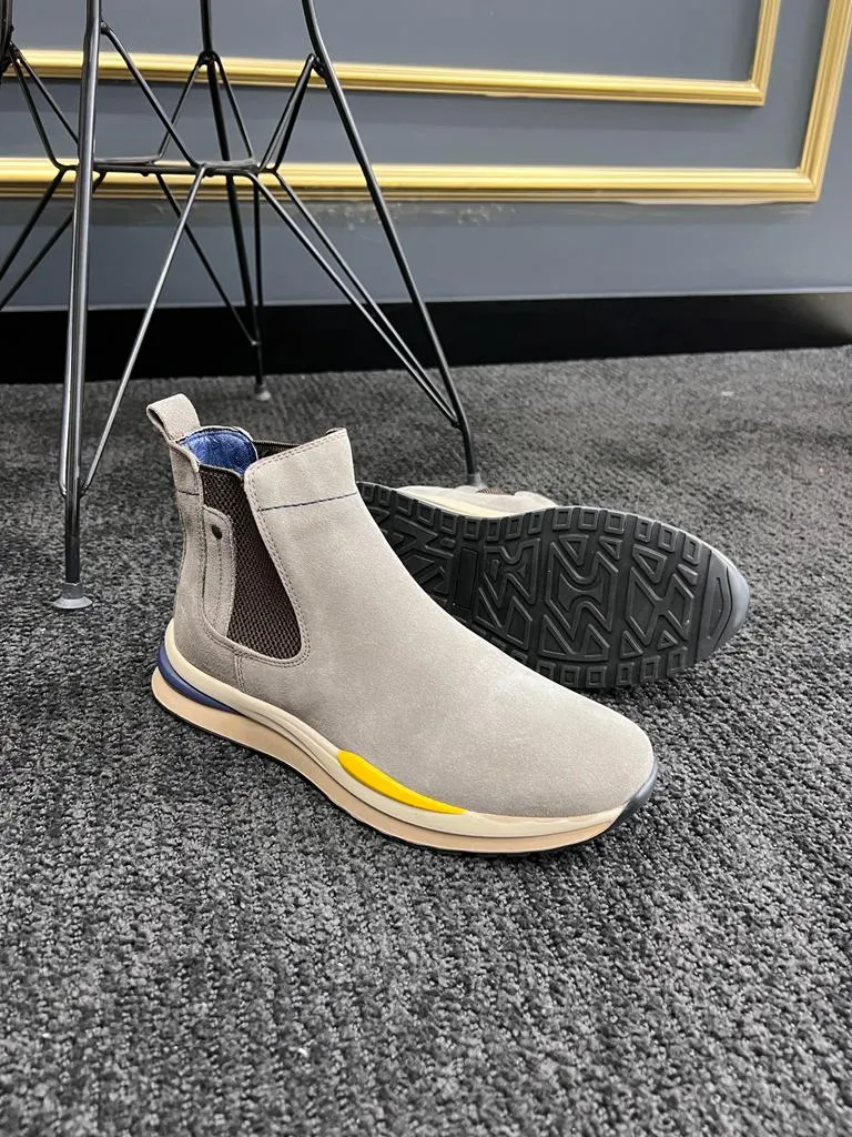 Beige Suede Chelsea Boots