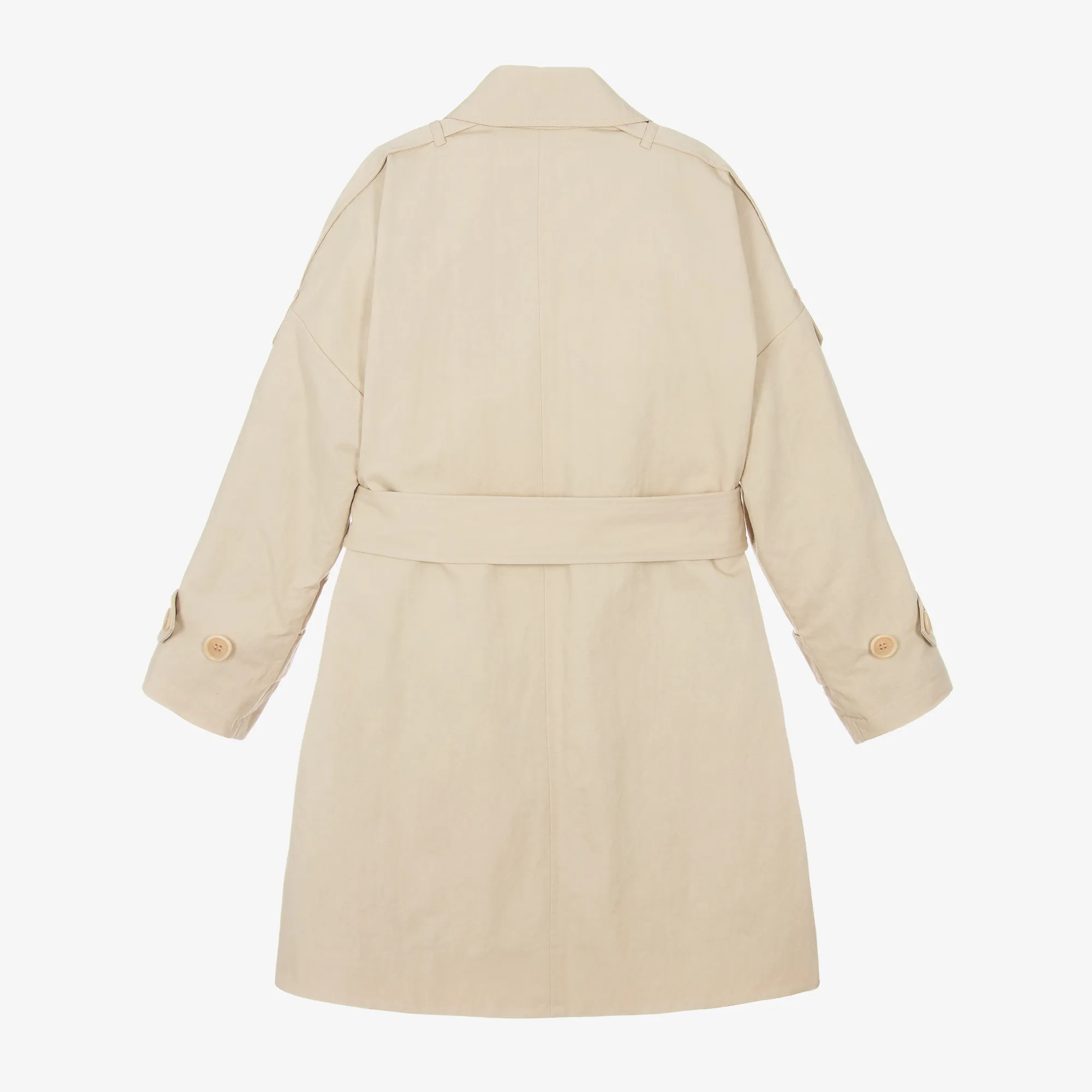 Beige Twill Car Coat for Girls