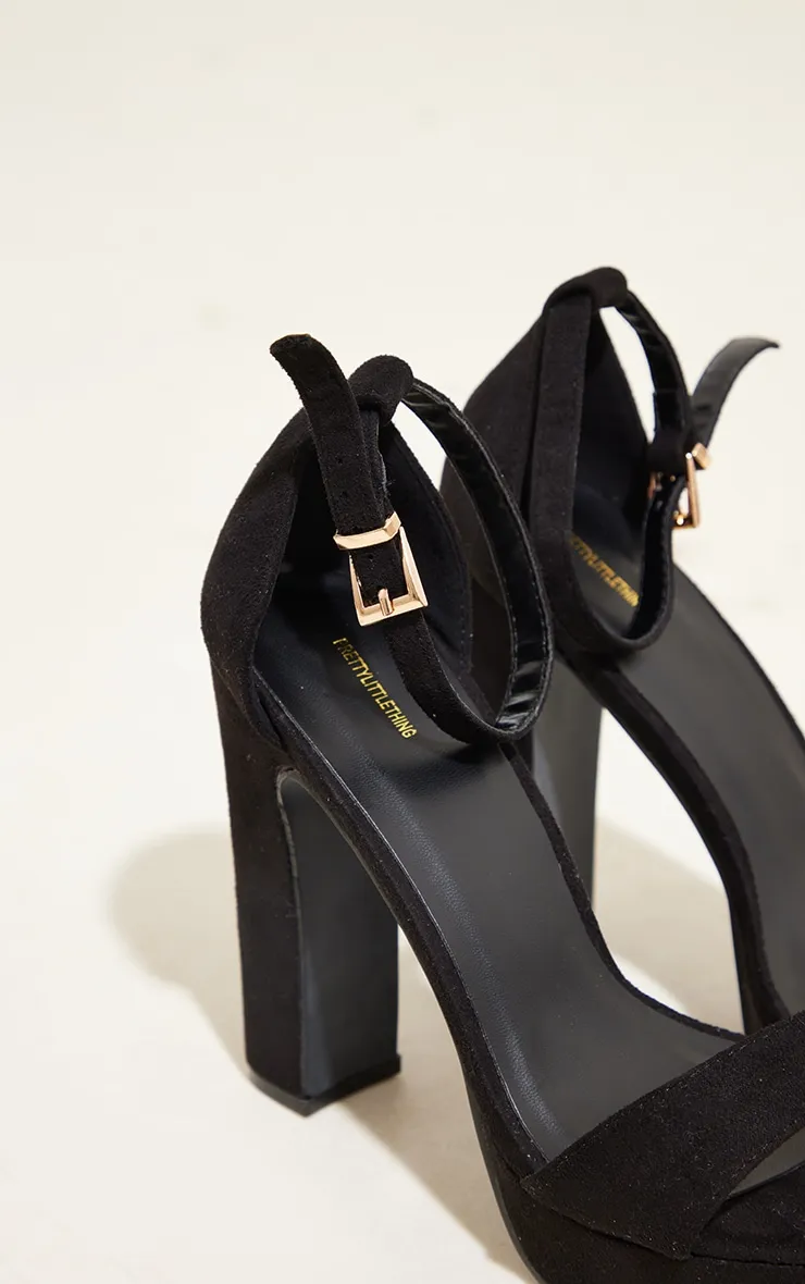 Black Faux Suede Platform Sandals