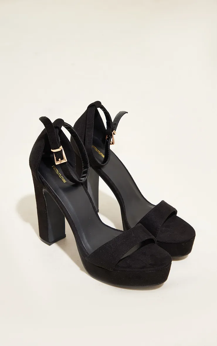 Black Faux Suede Platform Sandals