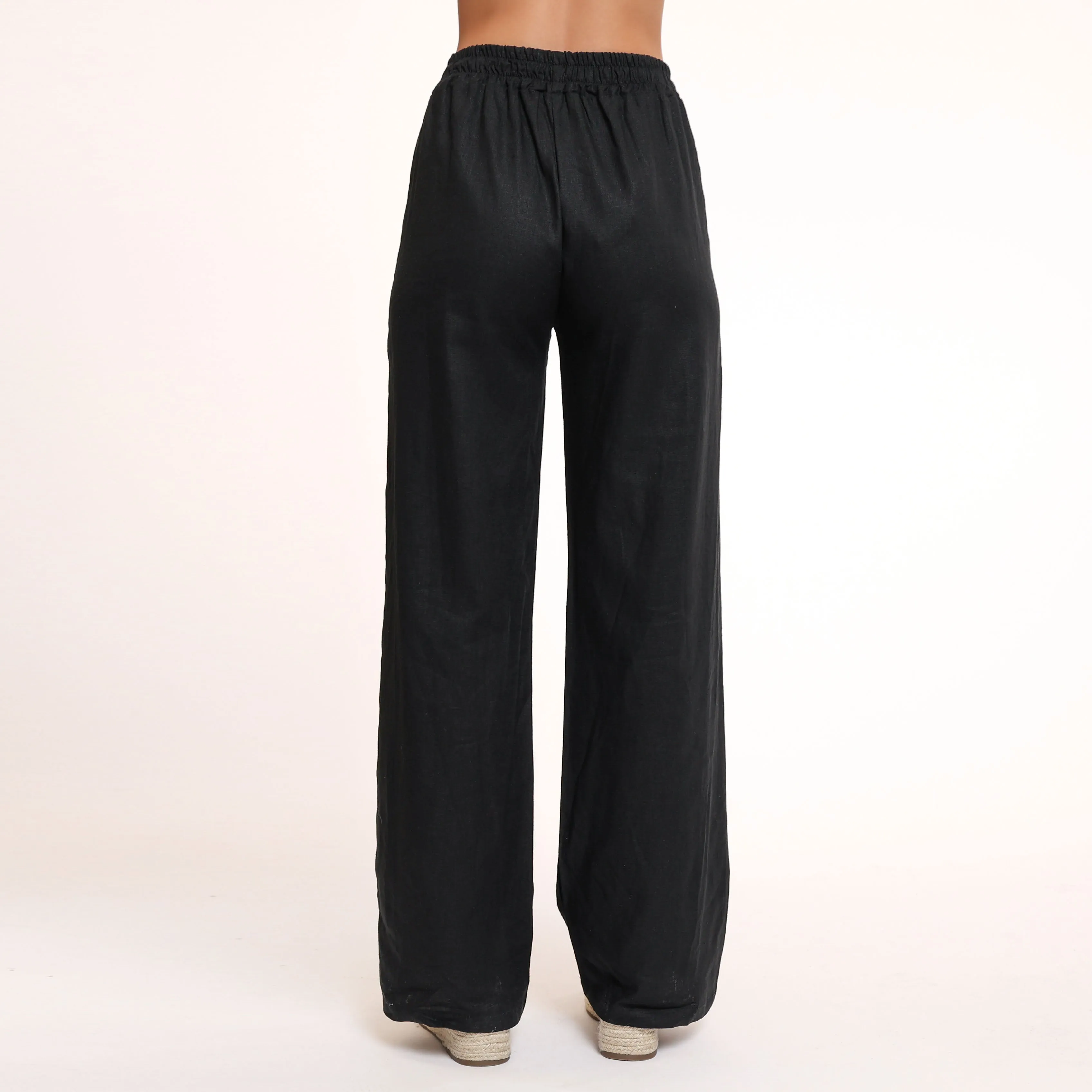 Black Linen Petite - Trousers