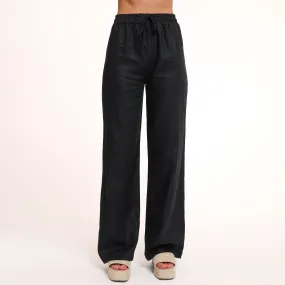 Black Linen Petite - Trousers