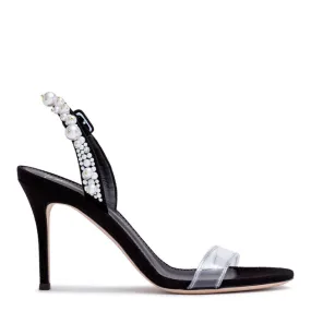 Black Suede Plexi Sandals by Giuseppe Zanotti