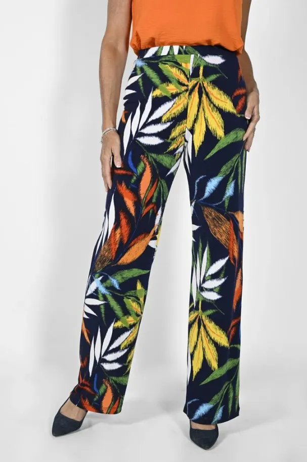 Blue & Yellow Flower Print Trousers