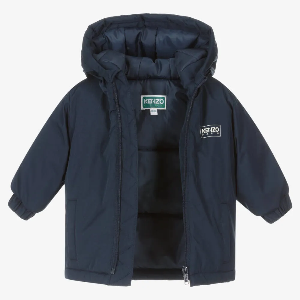 Blue boys padded hooded coat.