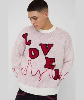 Boohoo Mens Oversized Boxy Lover Textured Knitted Sweater