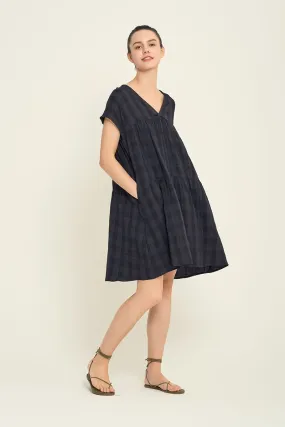 Boxy Gingham Gauze Dress, Loose Fit