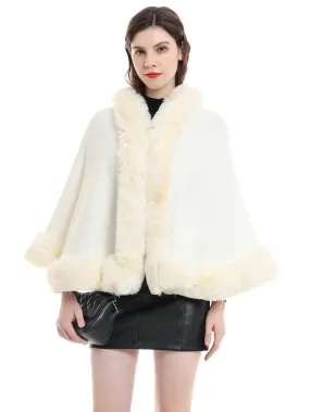 Bridal Winter Wedding Faux Fur Shawl Cape Outerwear