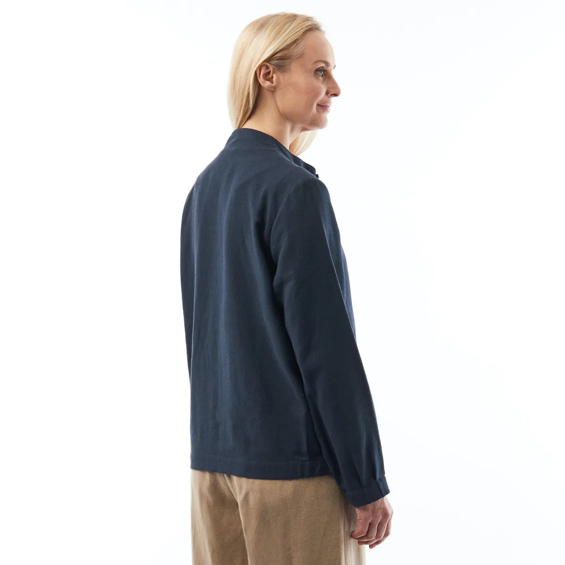 Brisa Linen Jacket for Women in True Navy