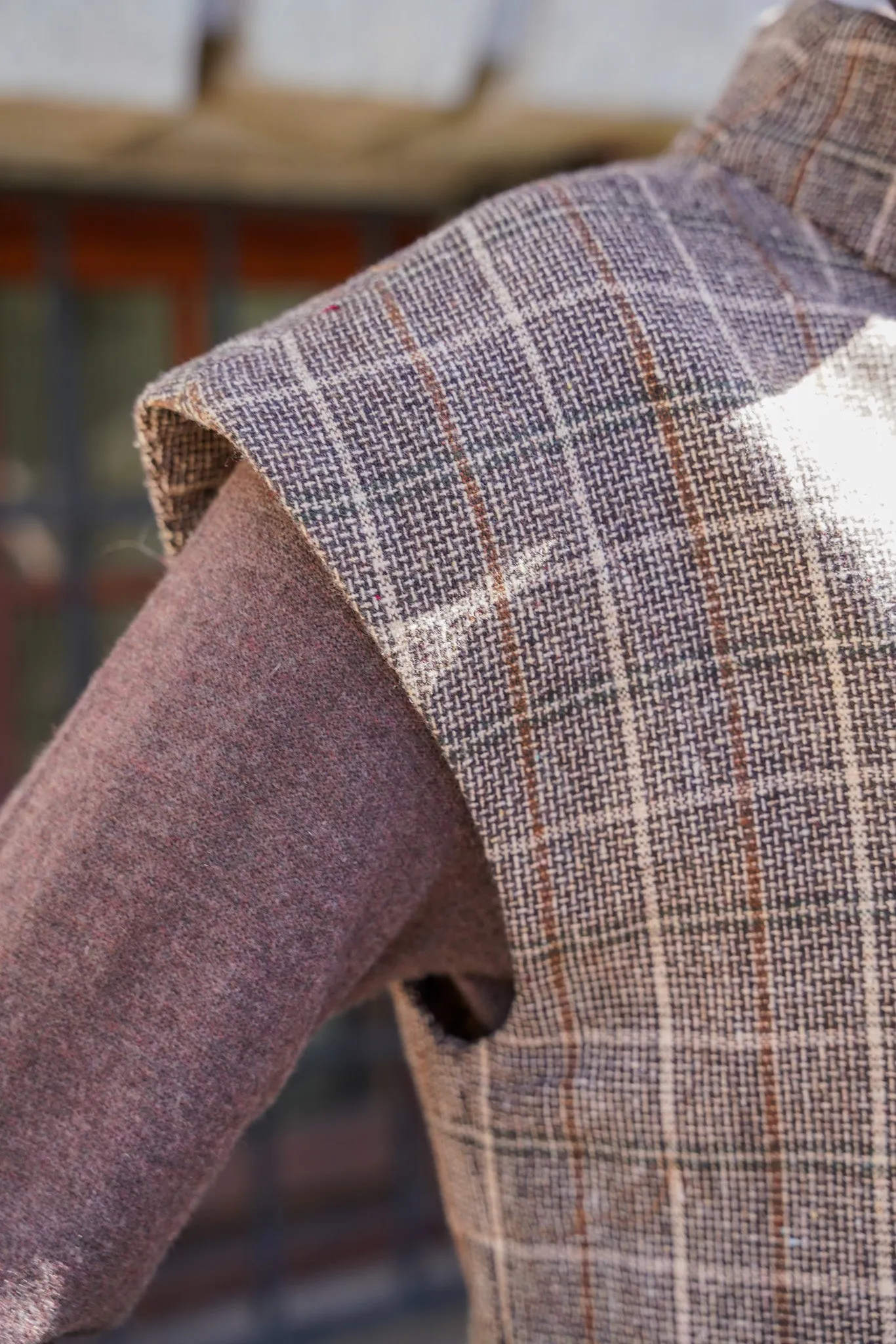 Brown Check Cap Sleeve Coat Top - Result: Brown Plaid Cap Sleeve Jacket Blouse