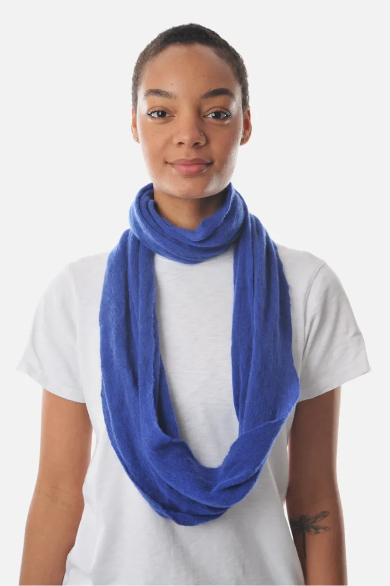 Cashmere Tube Scarf in Deep Blue Melange Knit fabric