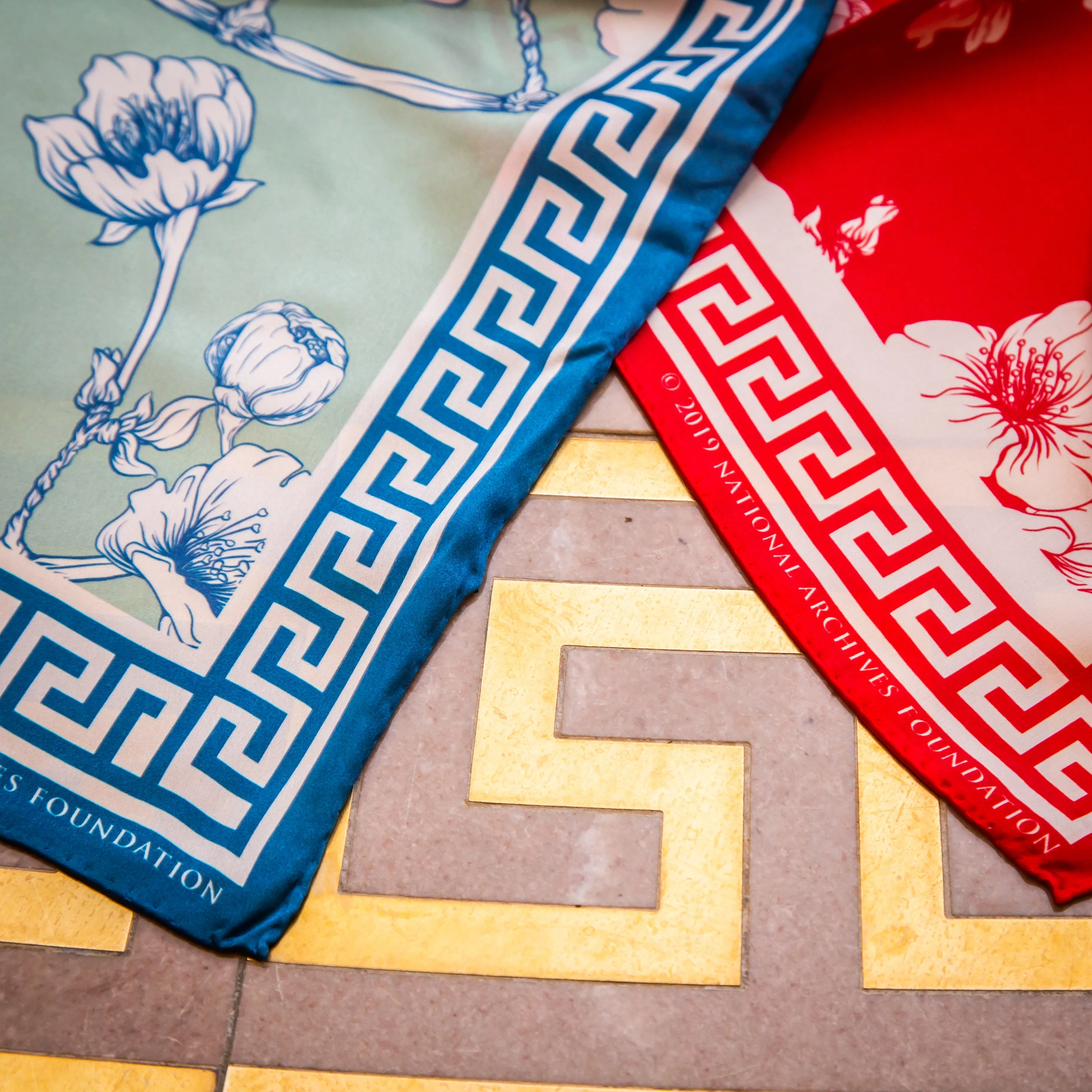 Cherry Blossom Silk Scarf - Red Charmeuse Silk