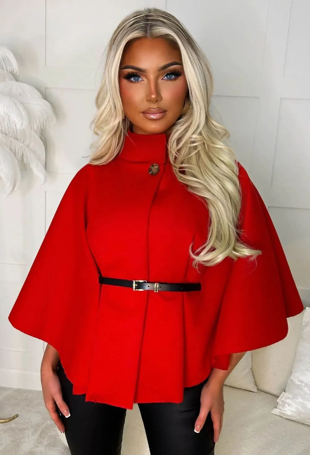 Chic Red Cape Jacket