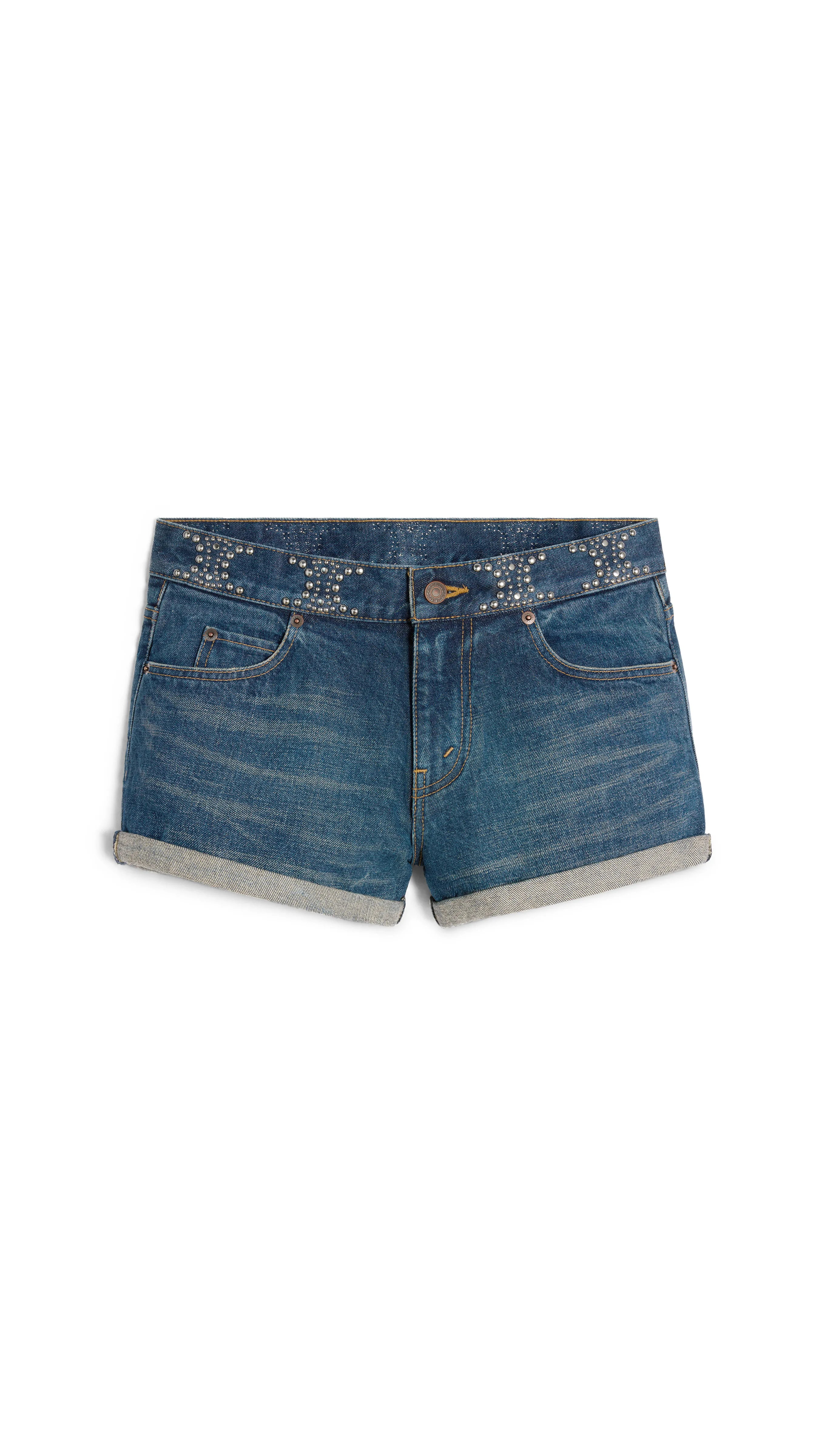 CLEAN DARK UNION WASH DENIM MINI SHORTS