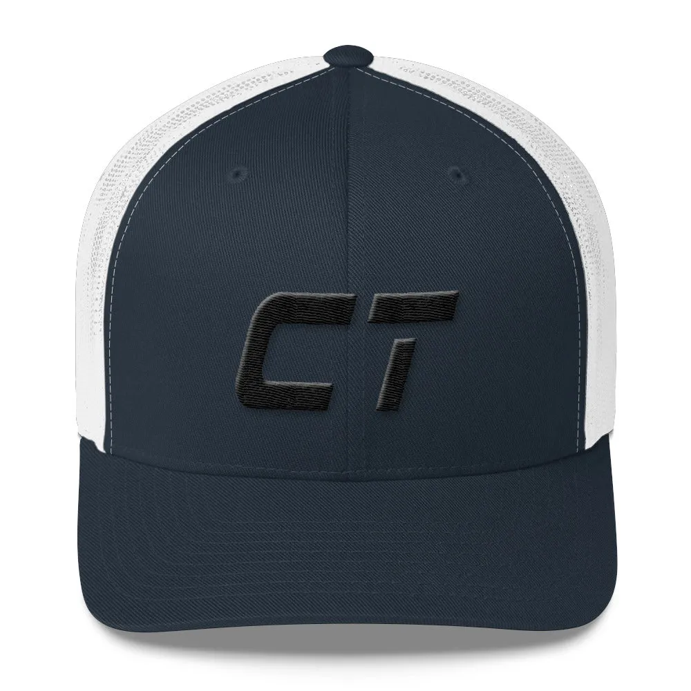 Connecticut Trucker Cap with Black Embroidery - Customizable Colors