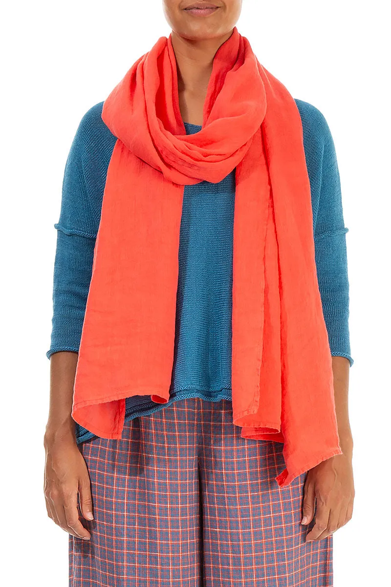 Coral Linen Scarf made of Soft Gauze