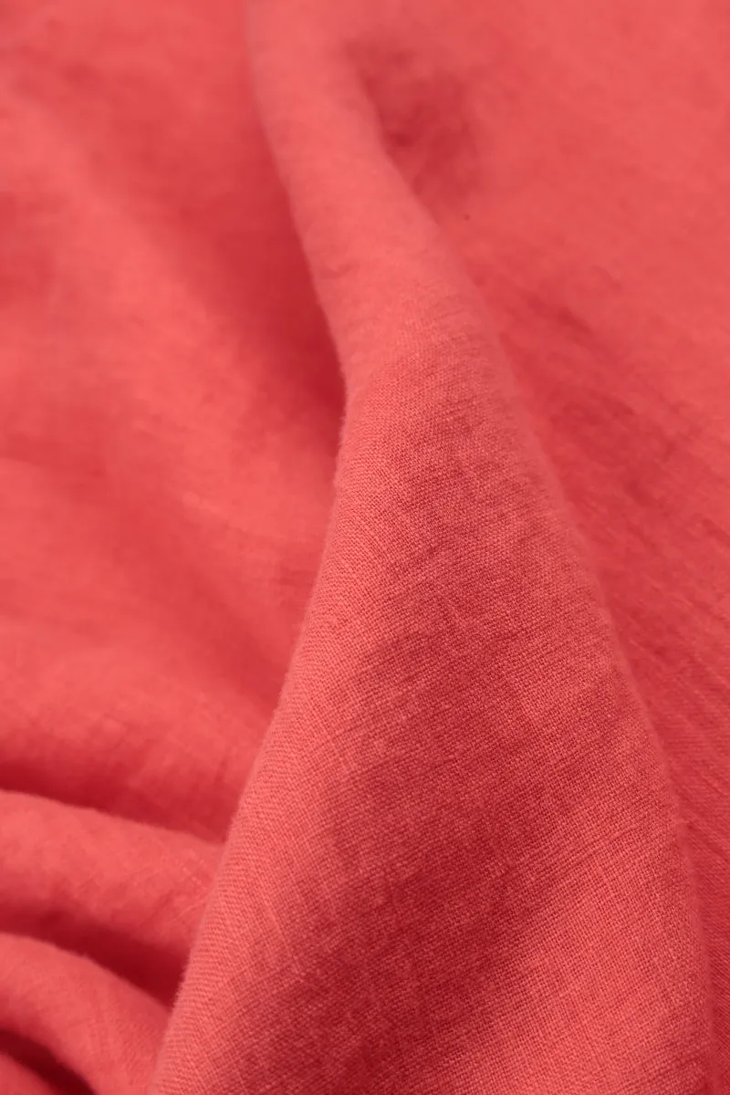 Coral Linen Scarf made of Soft Gauze