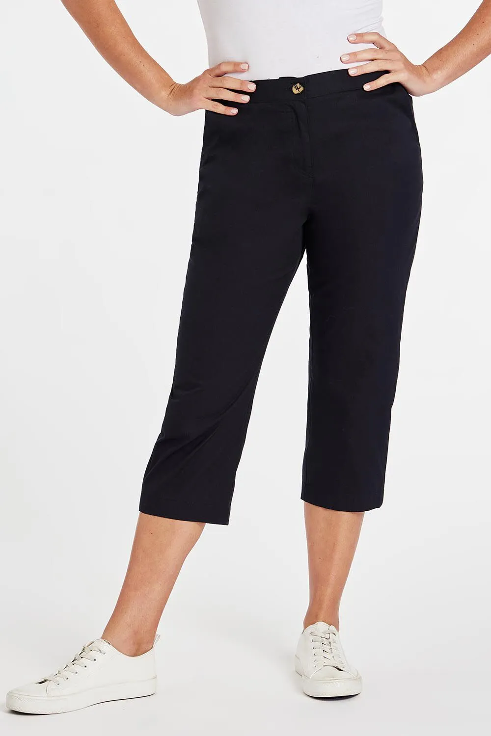 Cropped Trousers with Elasticated Waist