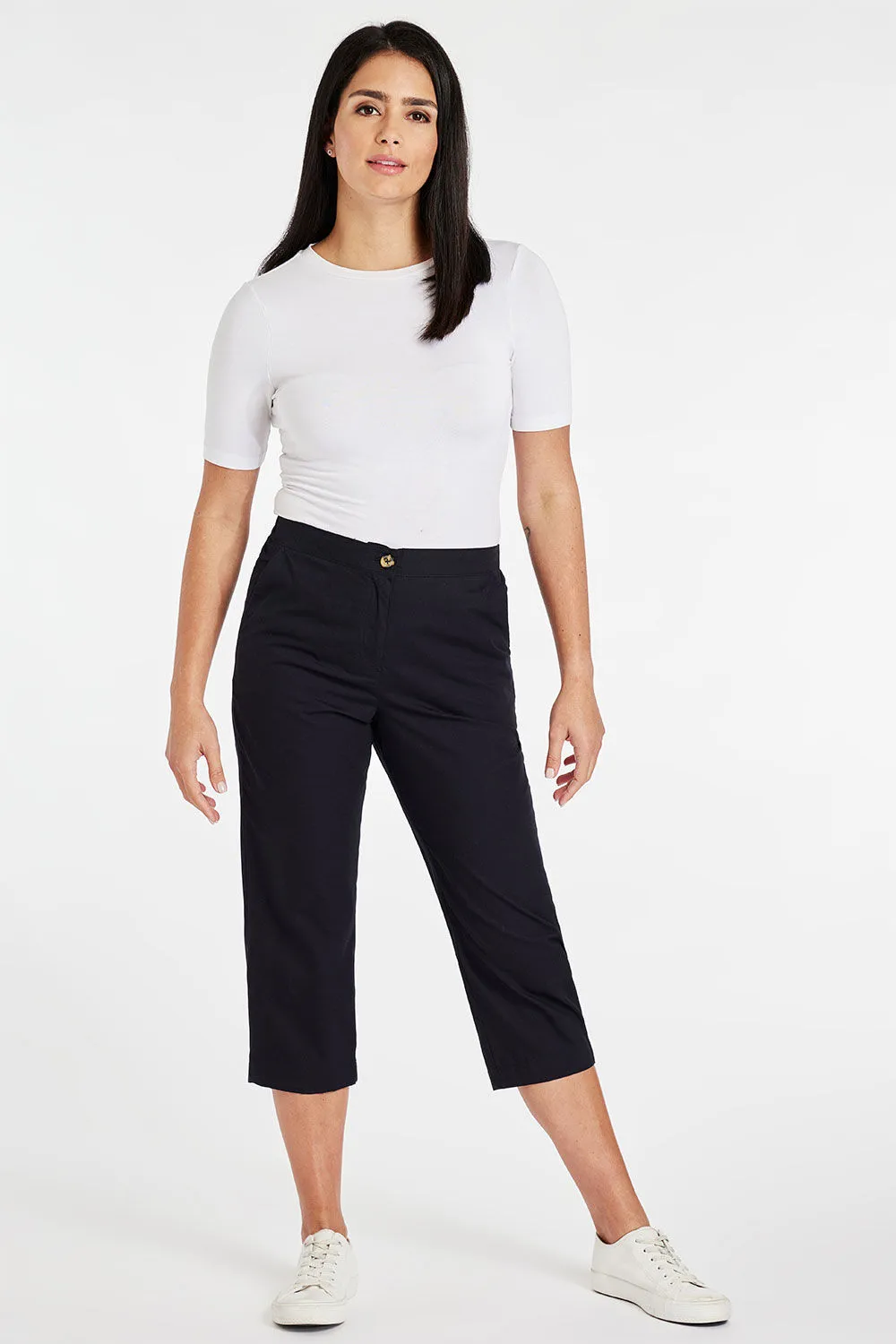 Cropped Trousers with Elasticated Waist