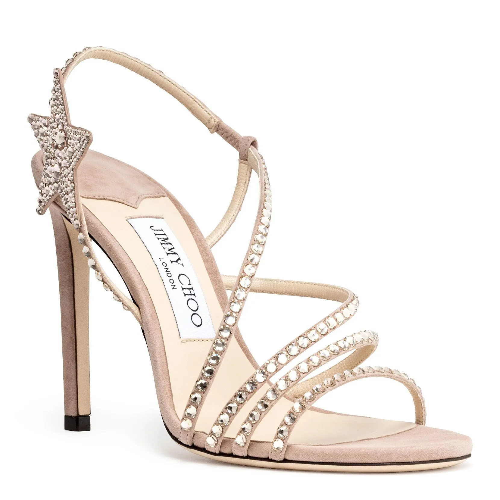 Crystal Beige Suede Lynn Sandals by Jimmy Choo