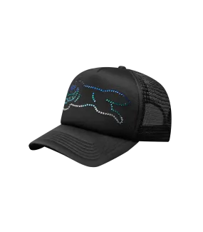 Black Crystal Running Dog Trucker Cap