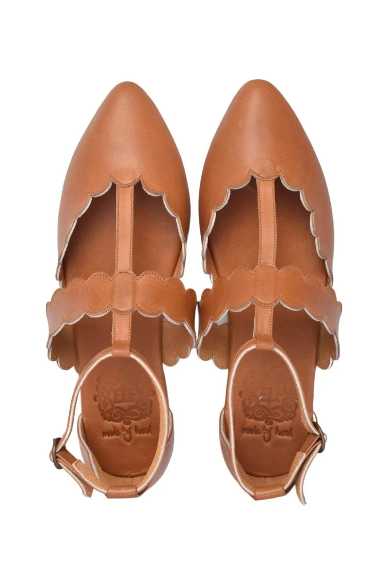 Dark Tan Gardenia Leather Flats