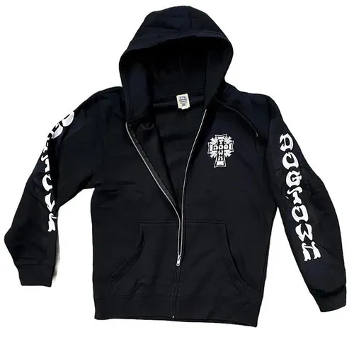 Dogtown Skateboards Cross Logo Zip Hoodie in Black and White