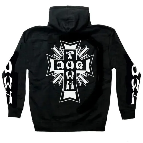 Dogtown Skateboards Cross Logo Zip Hoodie in Black and White