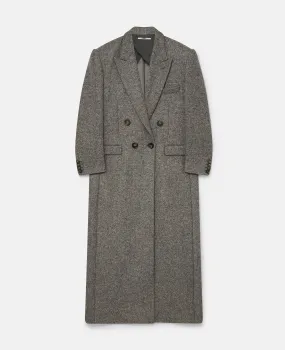 Double-Breasted Tweed Long Coat