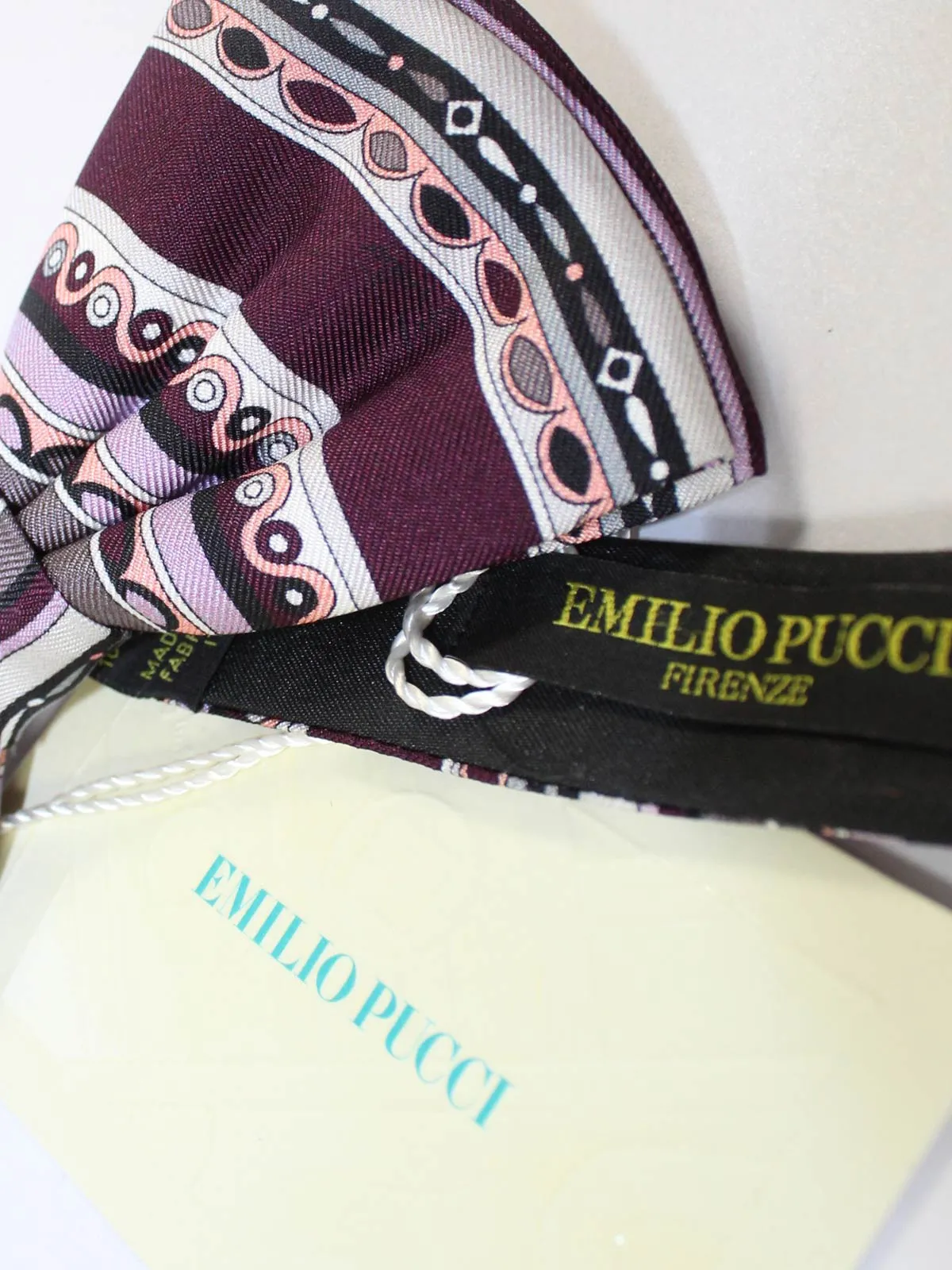 Emilio Pucci Silk Bow Tie Maroon Gray Pink - Pre-Tied Discount