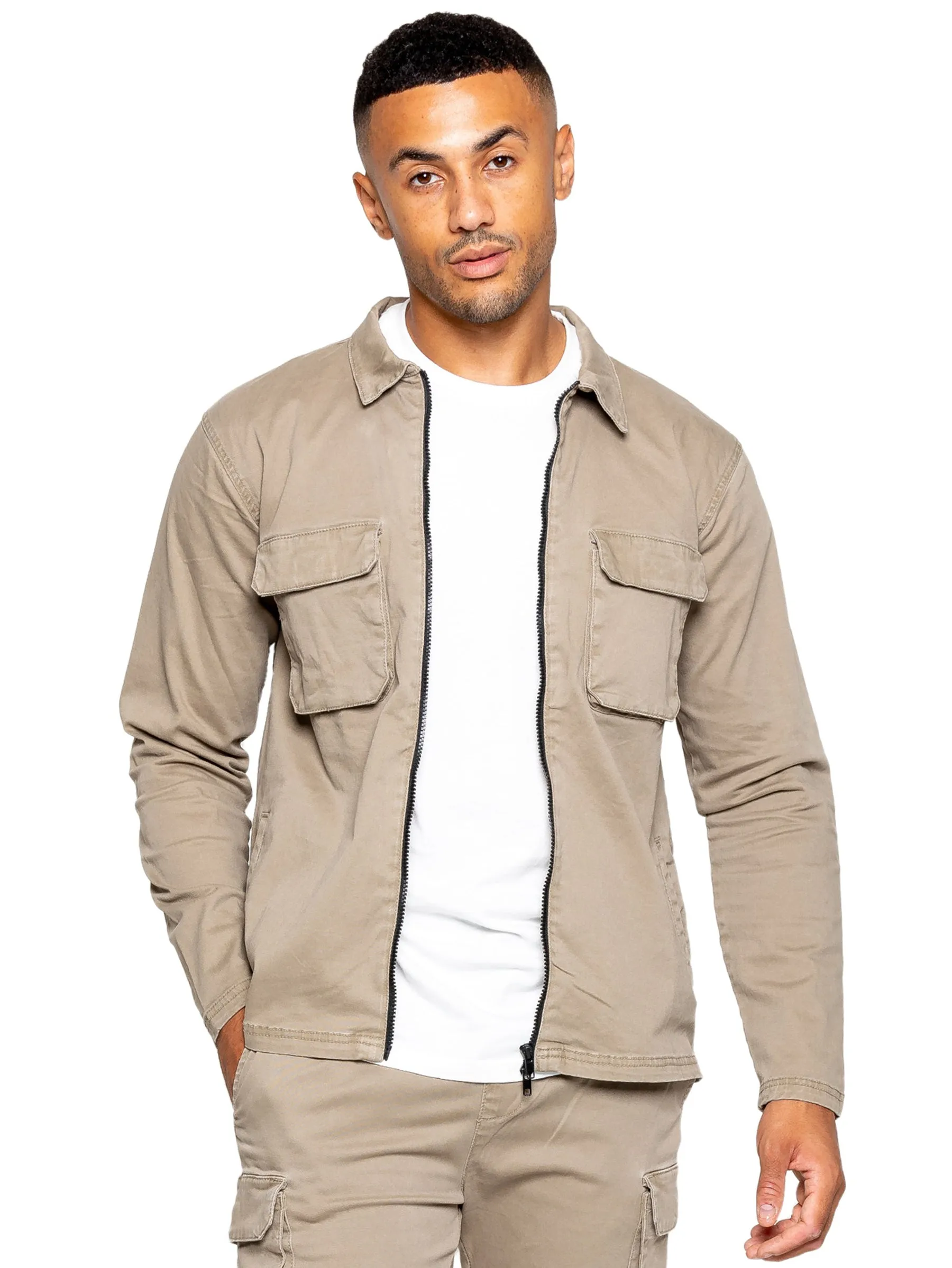 Enzo Mens Cargo Shirt Jacket