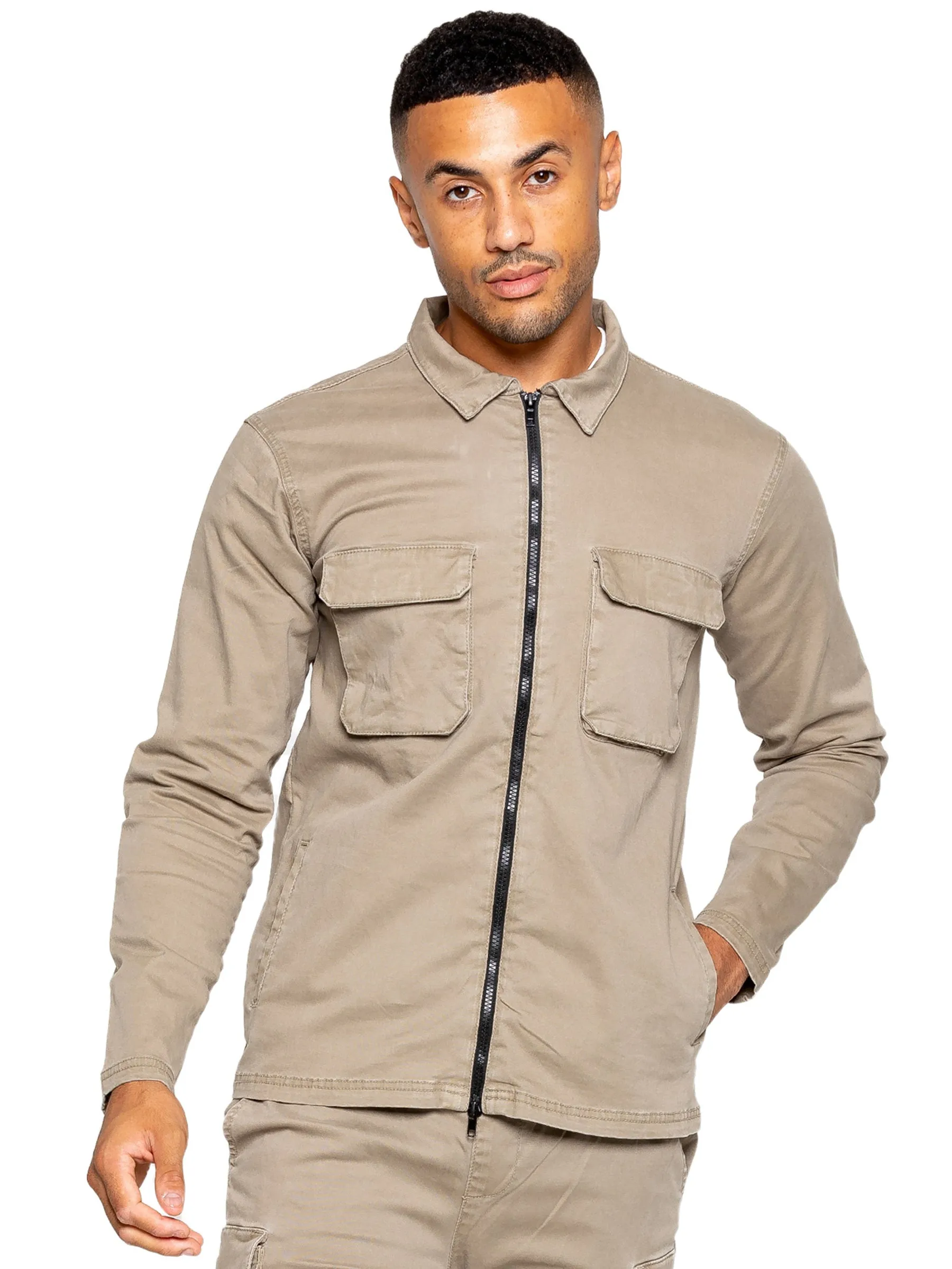 Enzo Mens Cargo Shirt Jacket