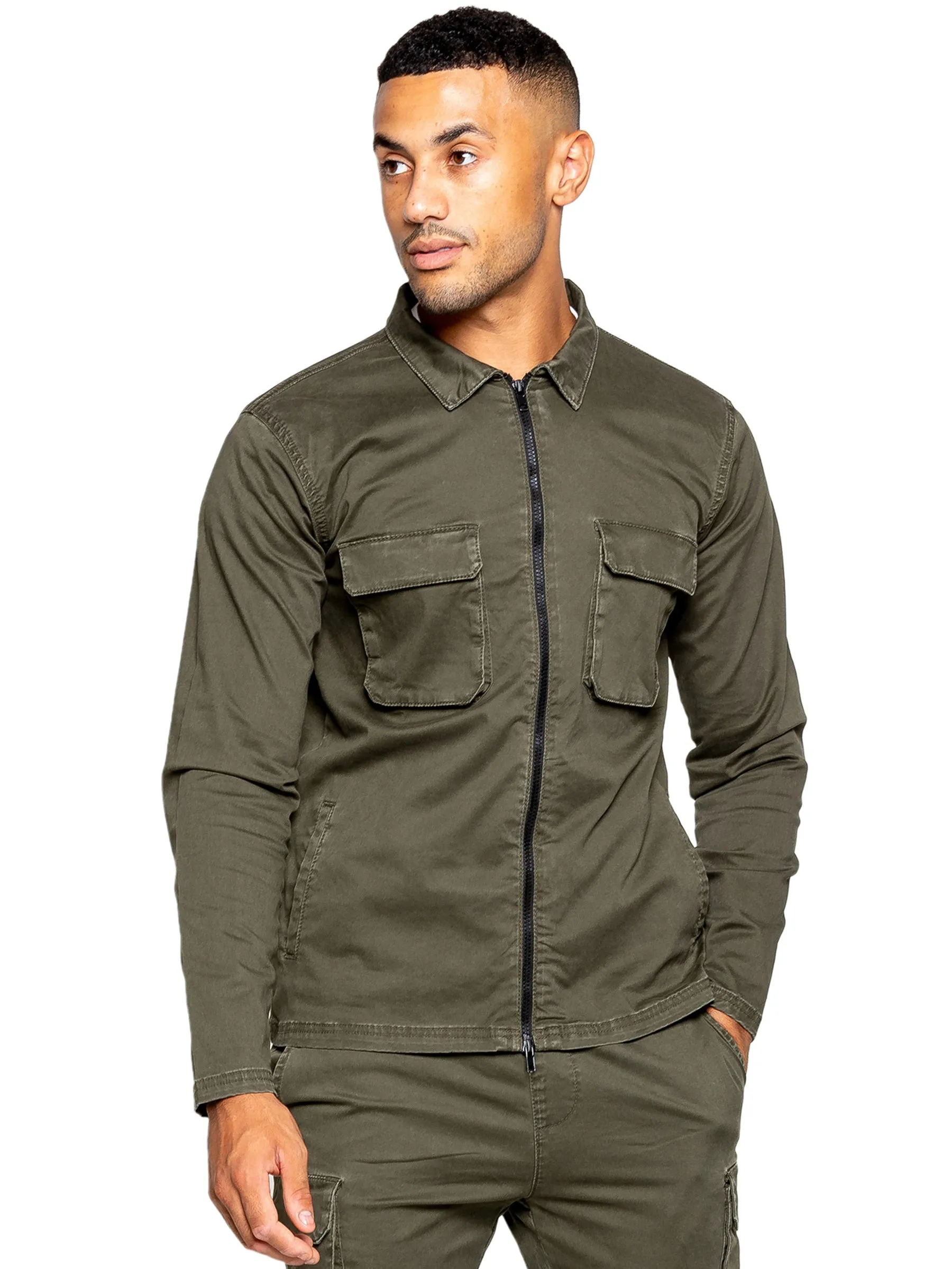 Enzo Mens Cargo Shirt Jacket