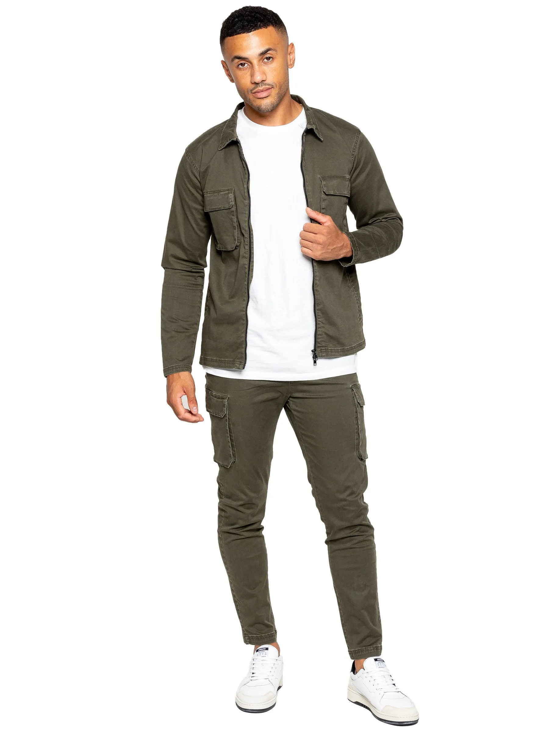 Enzo Mens Cargo Shirt Jacket