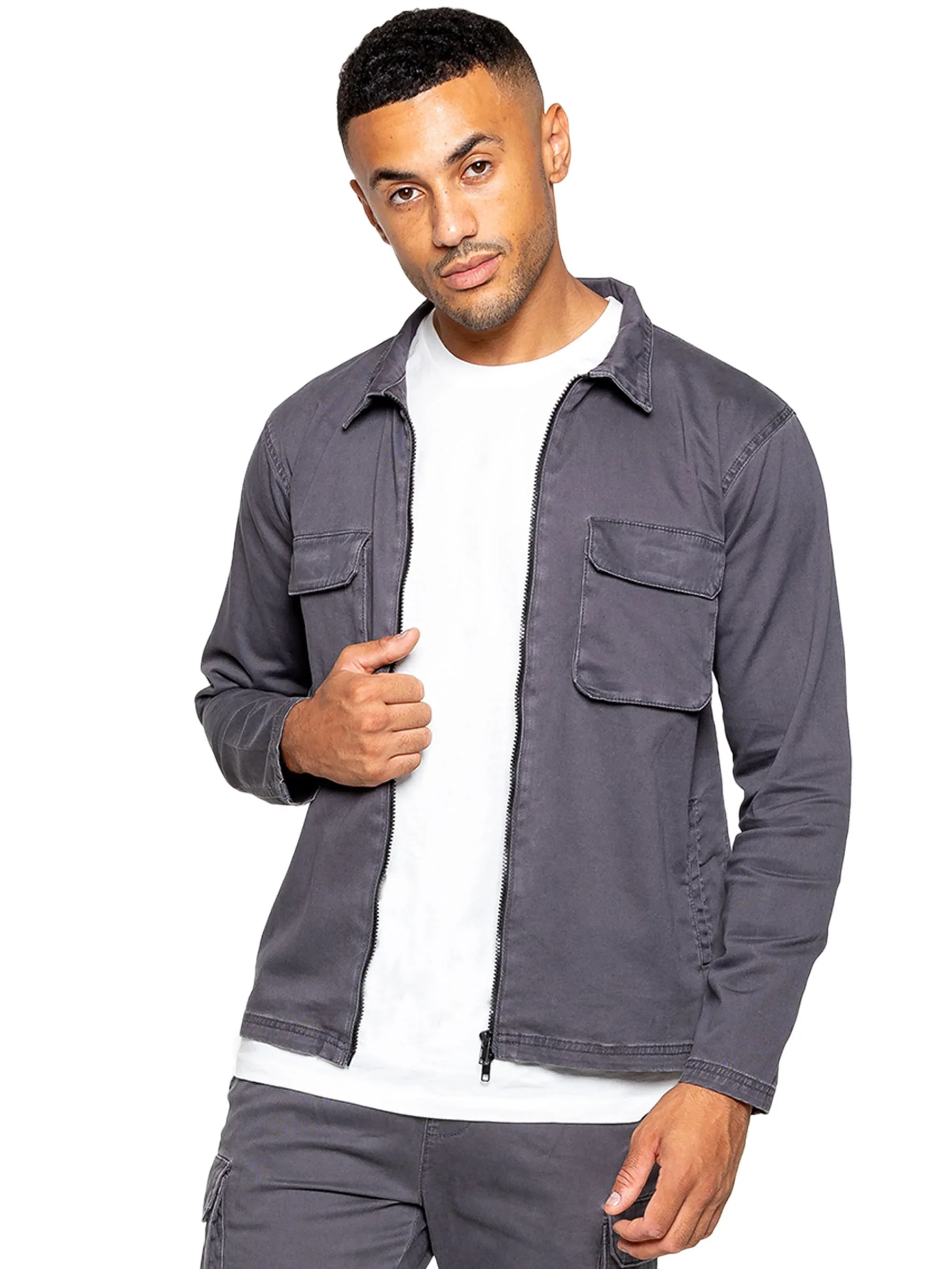 Enzo Mens Cargo Shirt Jacket