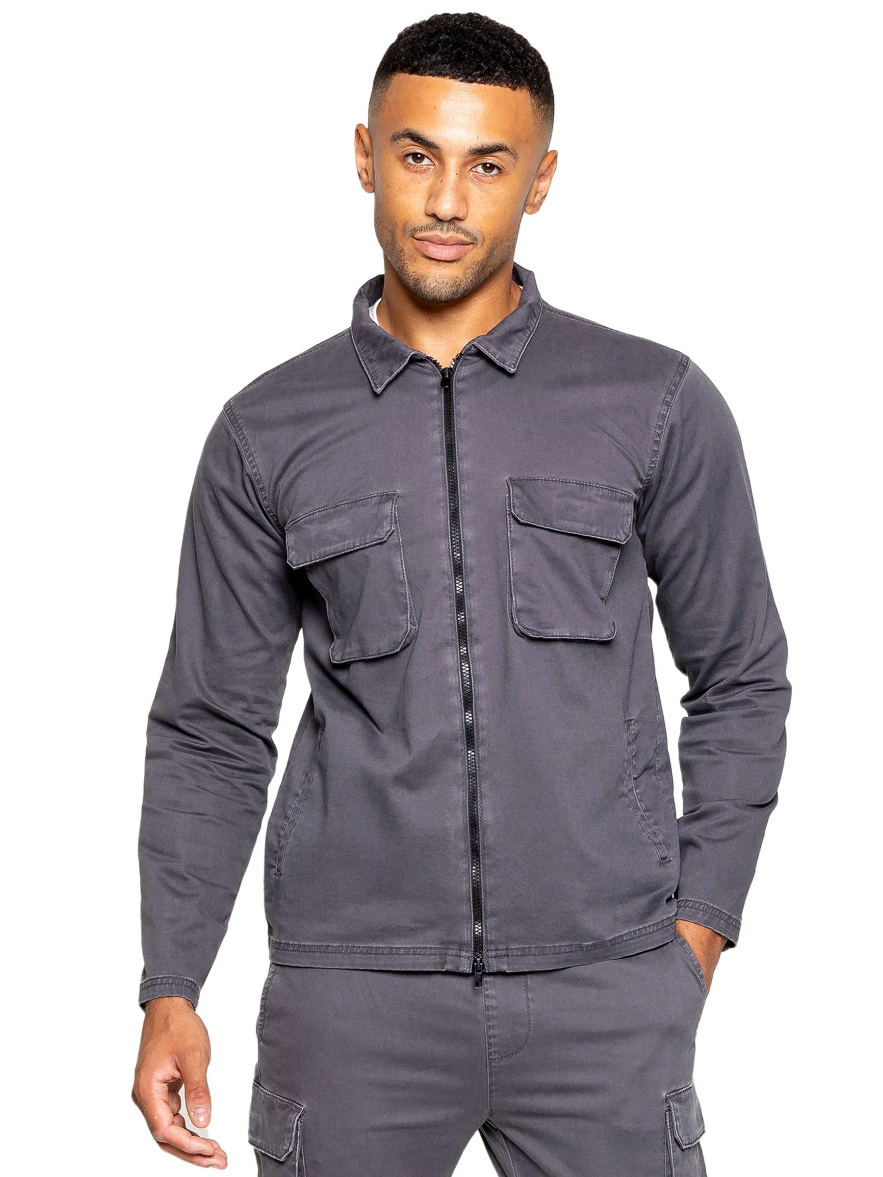 Enzo Mens Cargo Shirt Jacket