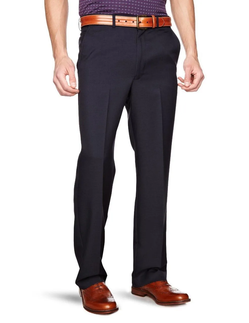 Farah Navy Flexi Waist Trousers