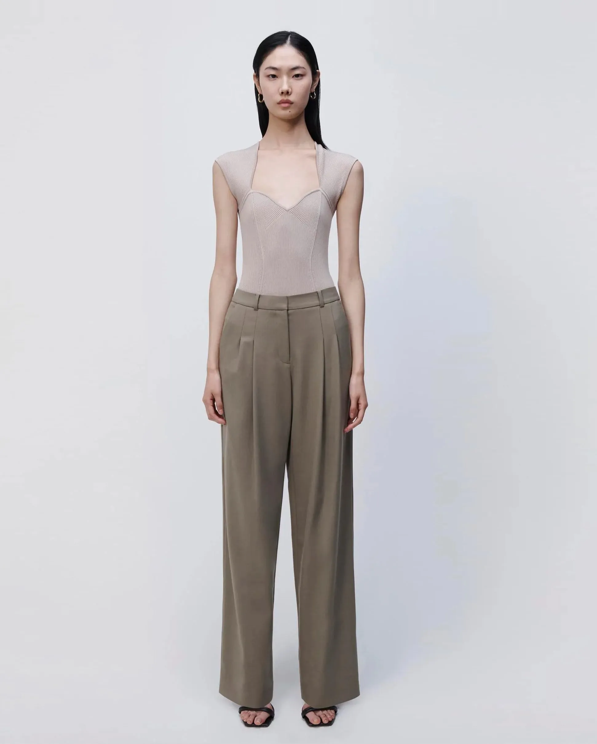 Felice Twill Pleated Pants Willow